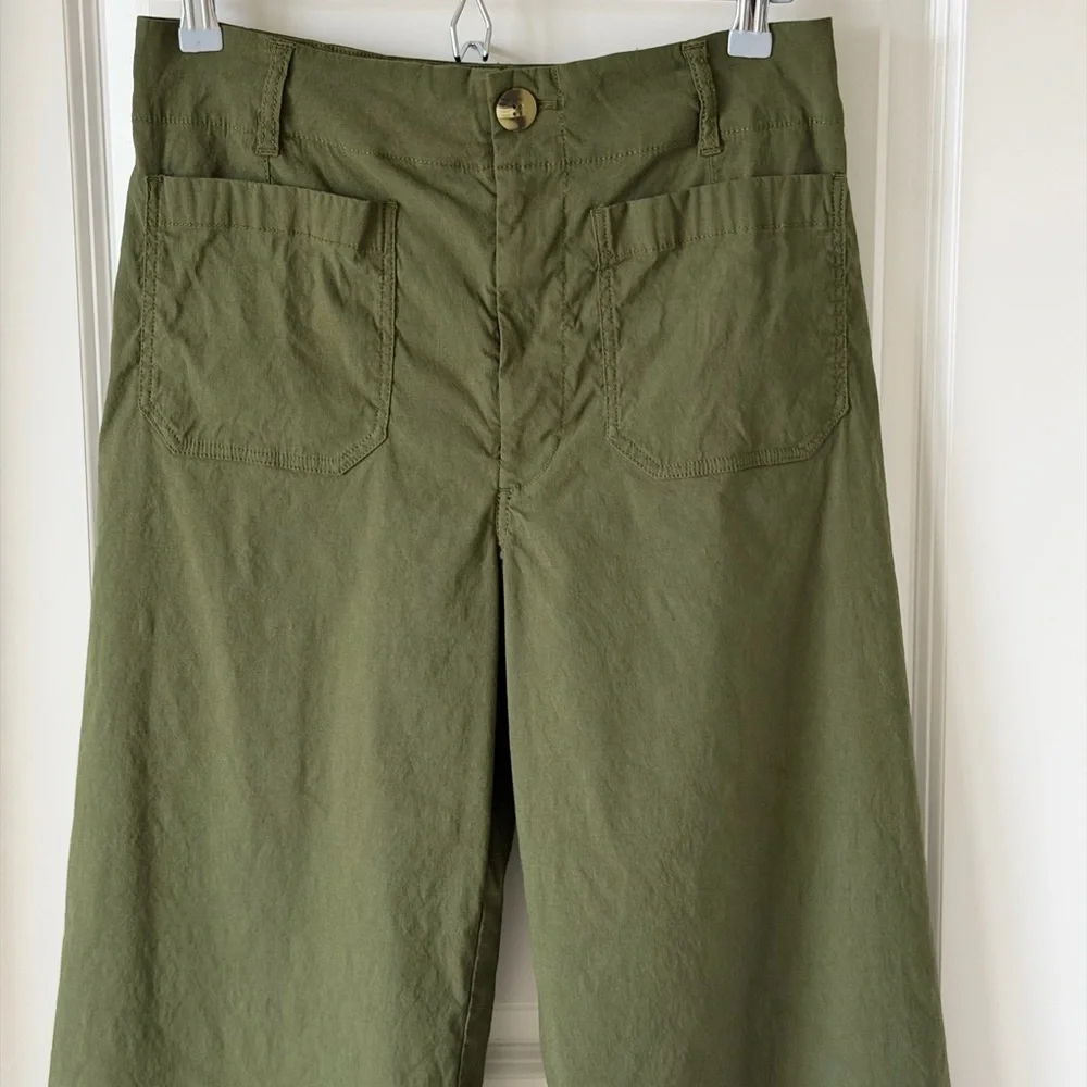 Maeve The Colette Wide Leg Cropped Olive Green Stretch Pants-30/М - Picture 3 of 16